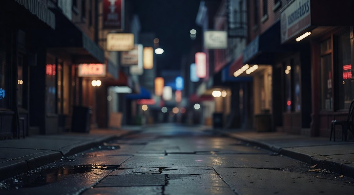 야간 원도심 상가 거리 이미지 — 청주 지역 안내